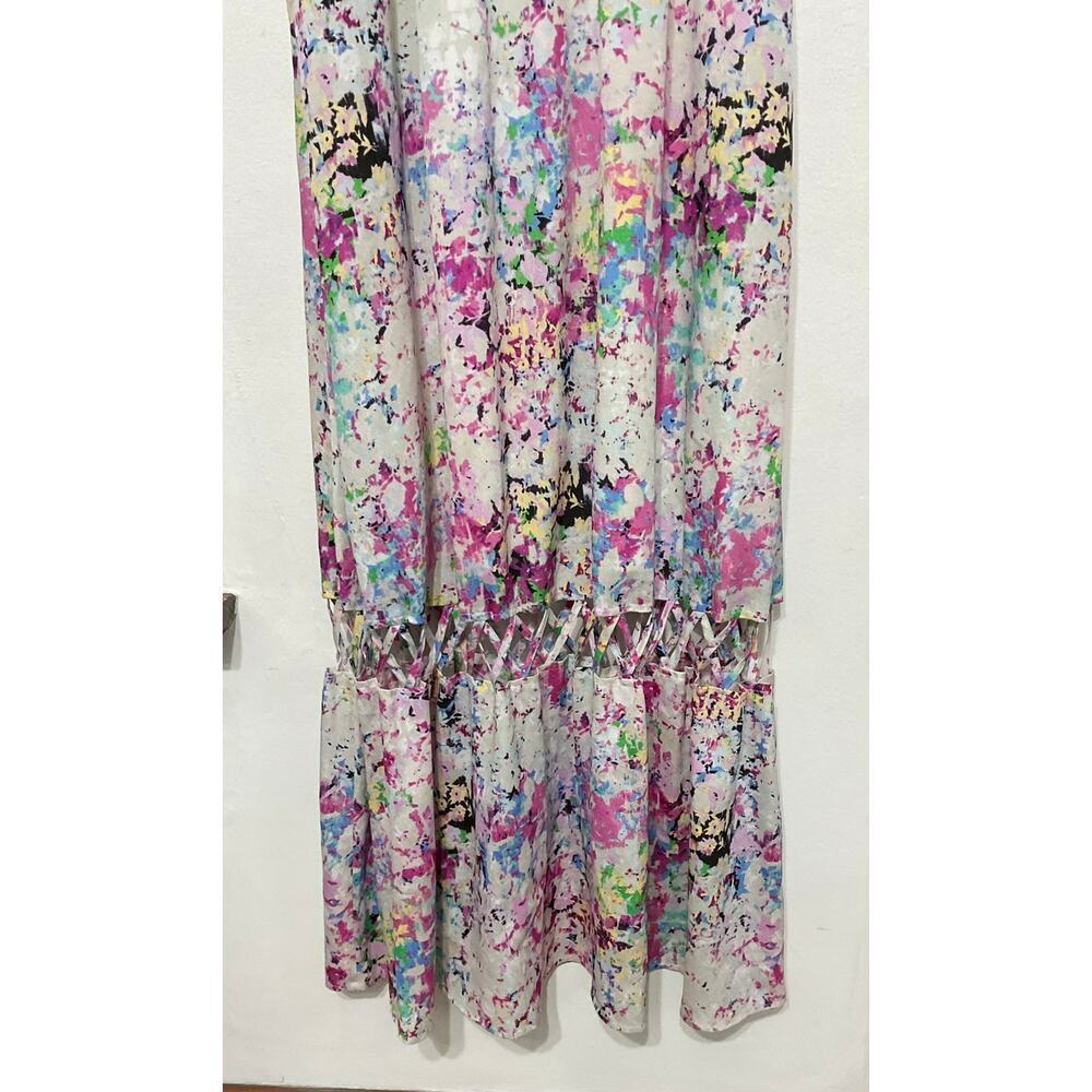 Gianni Bini Pastel Abstract Print Watercolor Cutout Maxi Dress Size 2 XS - Picture 4 of 7